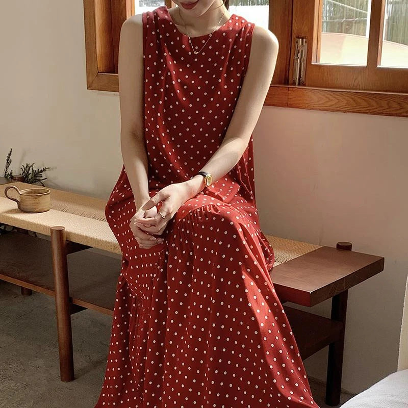Summer Longline Korean-style Pajama Dress With Vest Style