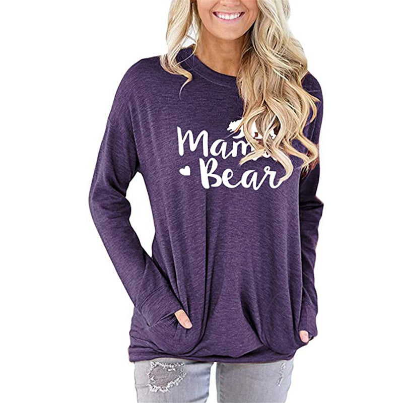 Women’s Long Sleeve Mama Bear Top with Pockets in 10 Colors S-XXL - Wazzi's Wear