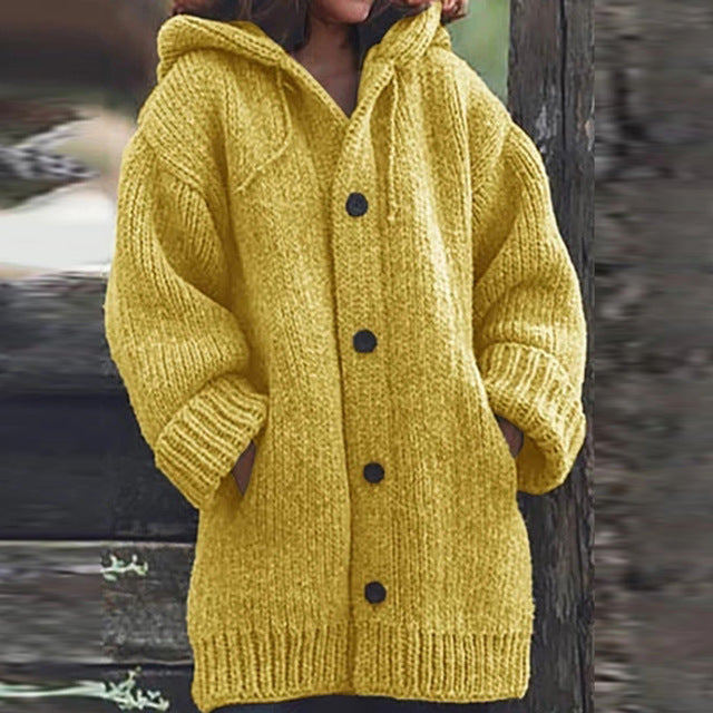 Women’s Warm Hooded Sweater Coat with Pockets in 9 Colors S-5XL - Wazzi's Wear