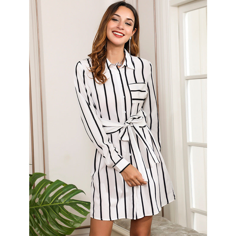 Lapel A-line skirt dress