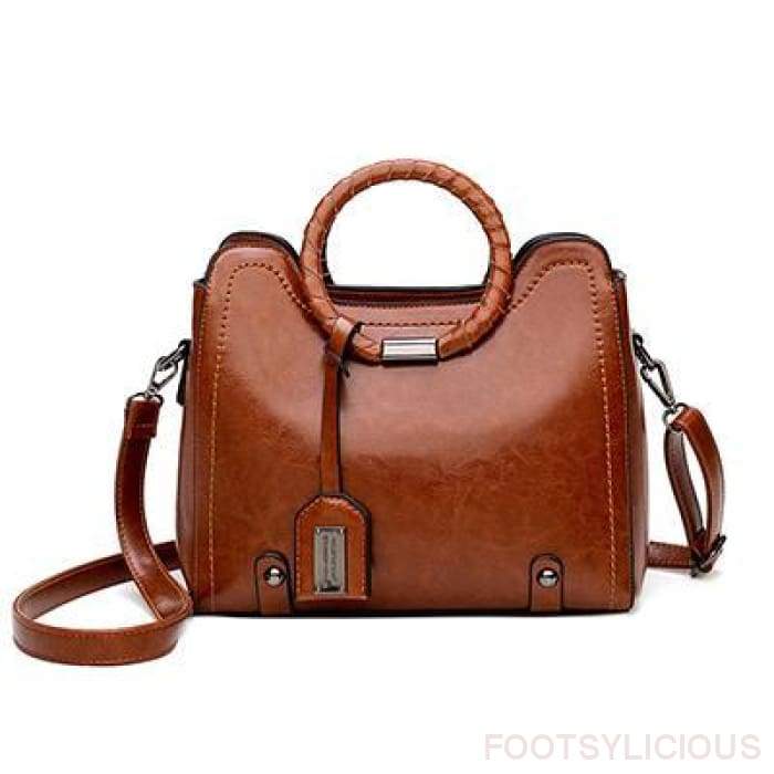 Women’s Oil Wax Leather Hand Messenger Bag in 3 Colors - Wazzi's Wear