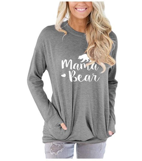 Women’s Long Sleeve Mama Bear Top with Pockets in 10 Colors S-XXL - Wazzi's Wear