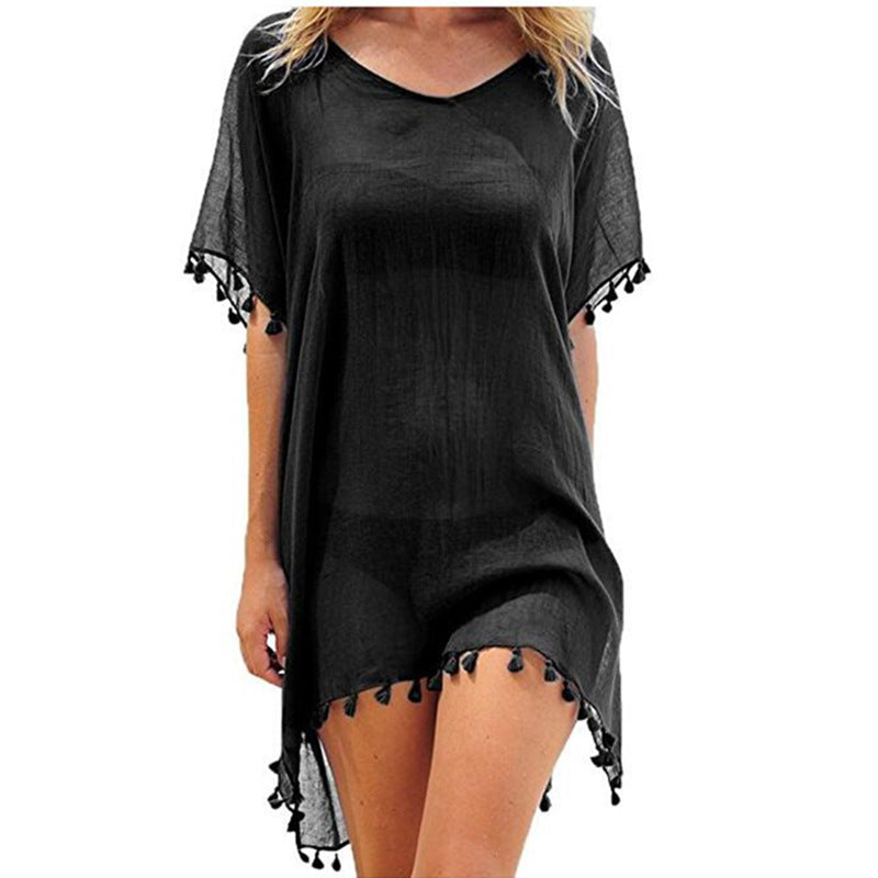 Women’s One Size Fringed Beach Cover-Up in 21 Colors - Wazzi's Wear