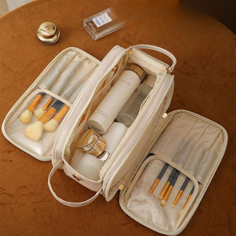Multi-Compartment Double Zipper Cosmetic Bag in 4 Colors - Wazzi's Wear