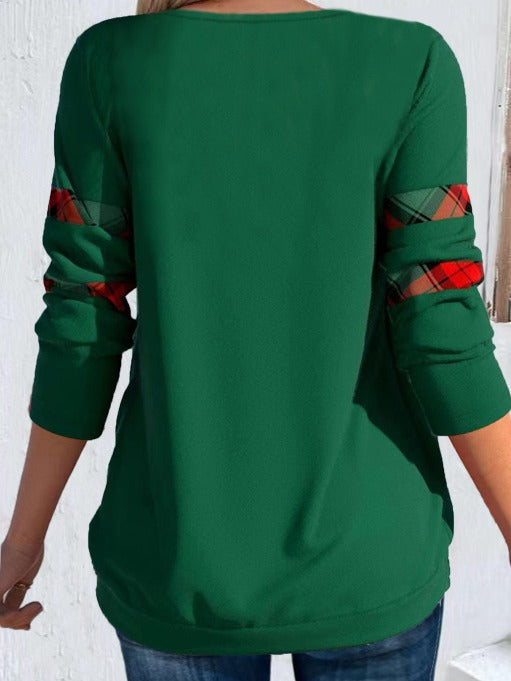 Women’s Christmas Long Sleeve Top with Drop Collar in 2 Colors S-5XL - Wazzi's Wear