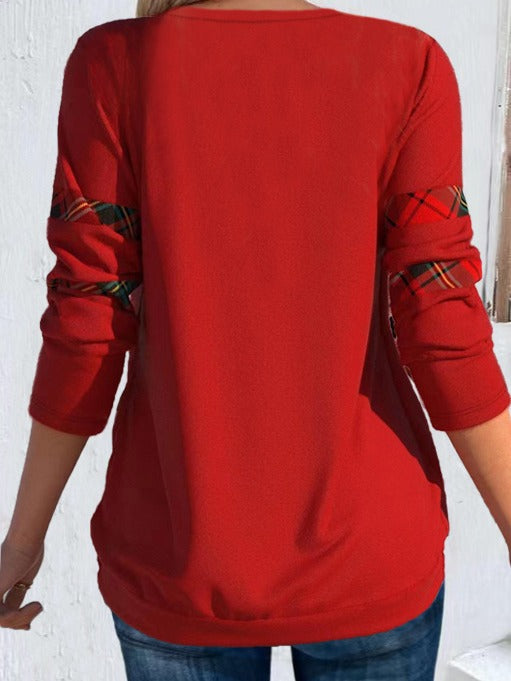 Women’s Christmas Long Sleeve Top with Drop Collar in 2 Colors S-5XL - Wazzi's Wear