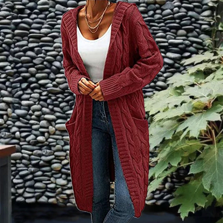 Women’s Mid-Length Knit Cardigan Sweater with Pockets in 4 Colors S-XL - Wazzi's Wear