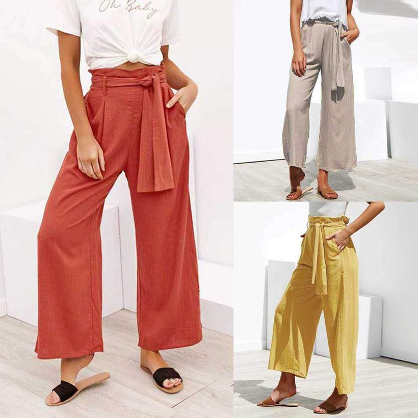 Women’s Wide Leg Cropped Pants with Pockets