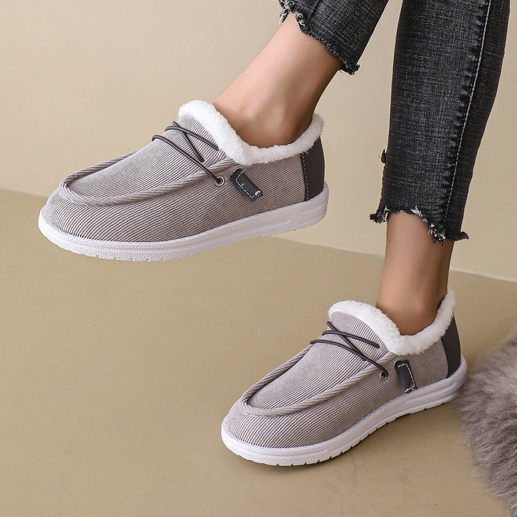 Women's Warm Fleece-Lined Canvas Slip On Shoes