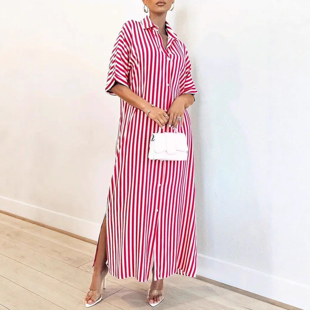 Elegant Casual Striped Womens Dress