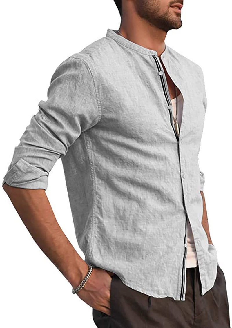 Camisa casual de manga comprida com botões para homem em 5 cores S-2XL