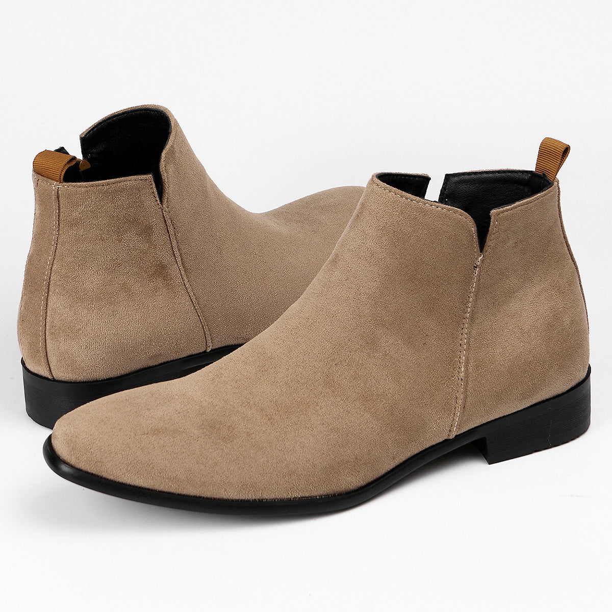 Men's Ankle Boots with Wedge Heel and Square Toe