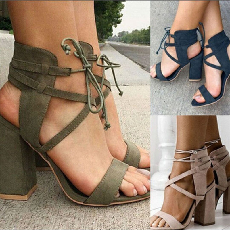 Women’s High Heel Strappy Sandals in 6 Colors - Wazzi's Wear