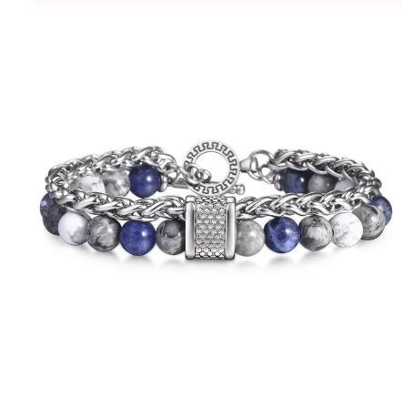 Stainless Steel Bracelet with Natural Stones - Wazzi's Wear