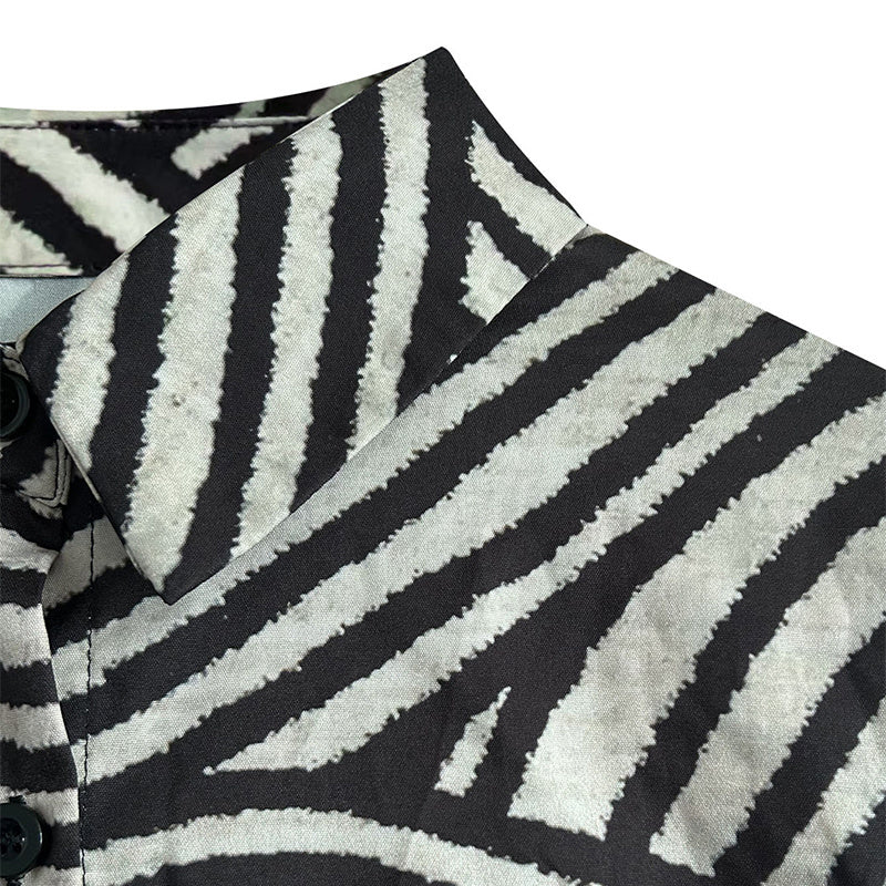 Women's Striped Long Sleeve Shirt - Button-Up Casual Loose Fit Blouse, Spring & Fall Relaxed Top