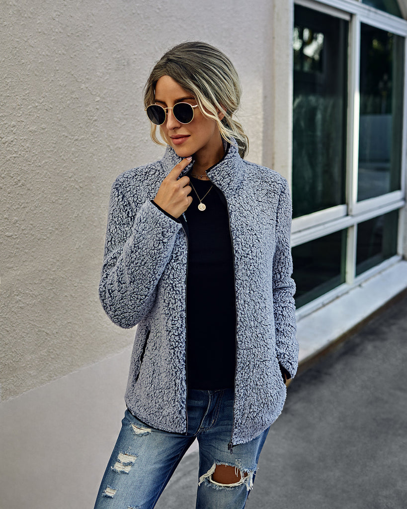 Women’s Zippered Fleece Jacket with Pockets in 2 Colors S-XL - Wazzi's Wear