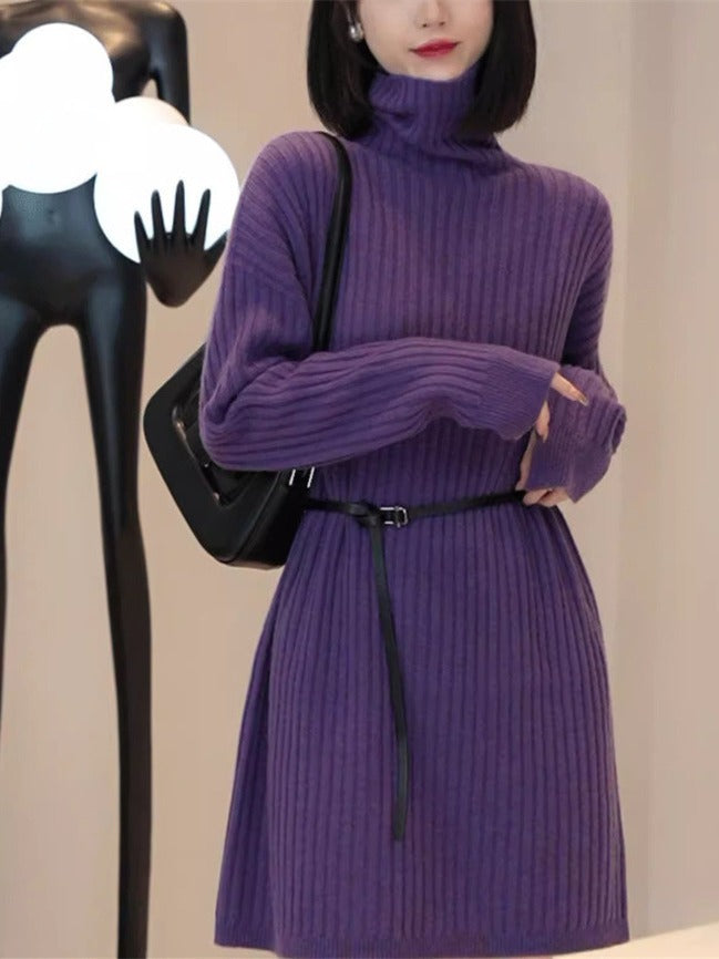 Autumn And Winter Large Size Idle Style Belt Midi Knitted Bottoming Skirt