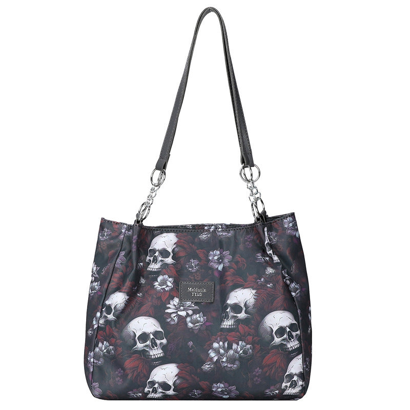 Women's Large Capacity Skull Print Shoulder Bag