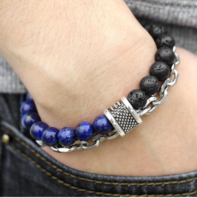 Stainless Steel Bracelet with Natural Stones - Wazzi's Wear