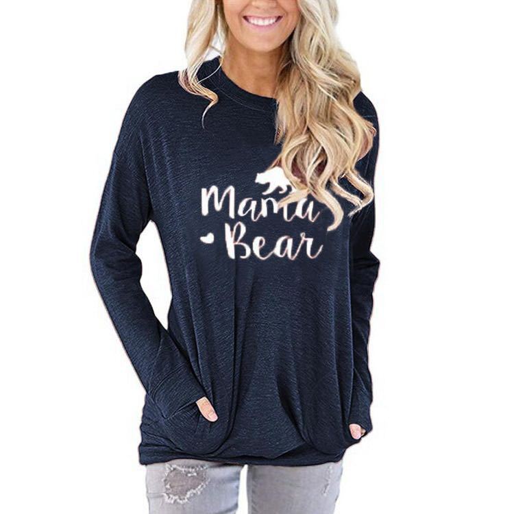 Women’s Long Sleeve Mama Bear Top with Pockets in 10 Colors S-XXL - Wazzi's Wear