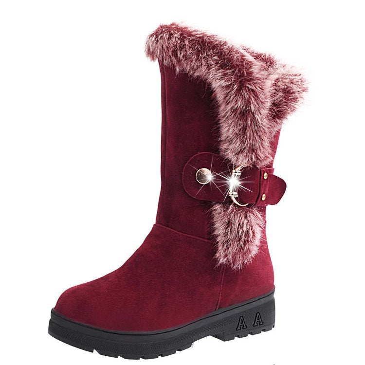 Women’s Winter Snow Boots with Faux Fur and Buckle in 3 Colors - Wazzi's Wear