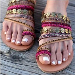 Women’s Flat Bohemian Beach Sandals - Wazzi's Wear