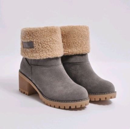 Women’s Thick Heel Fleece Lined Suede Snow Boots in 5 Colors - Wazzi's Wear