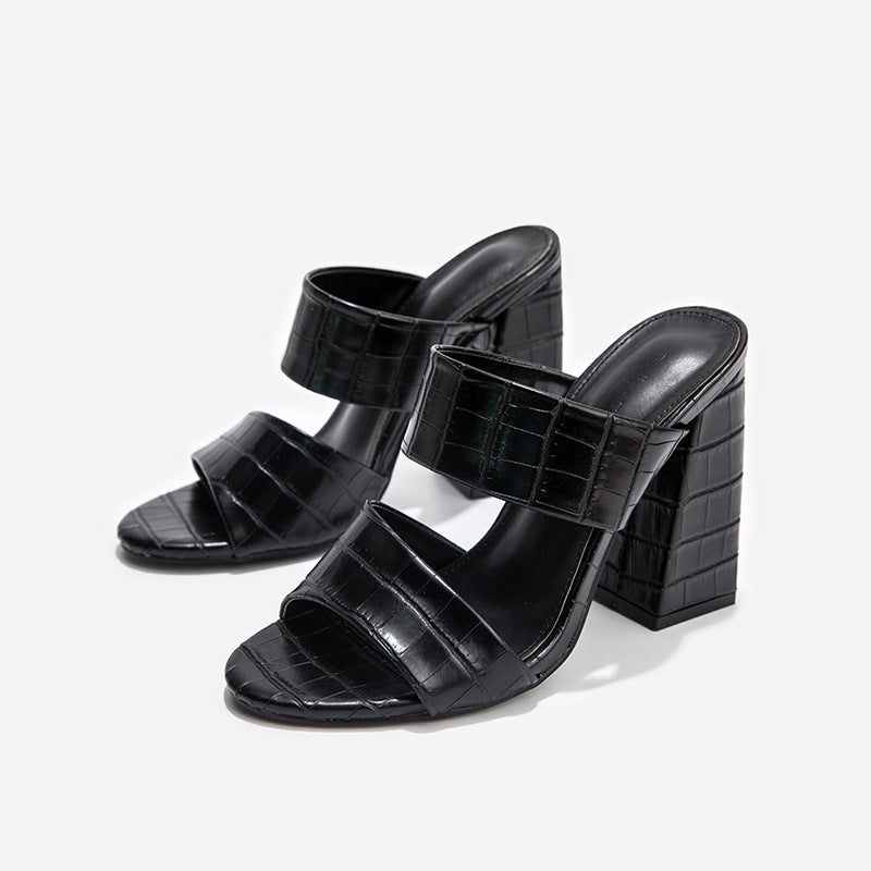 Women’s Chunky High Heel Sandals in 2 Colors - Wazzi's Wear