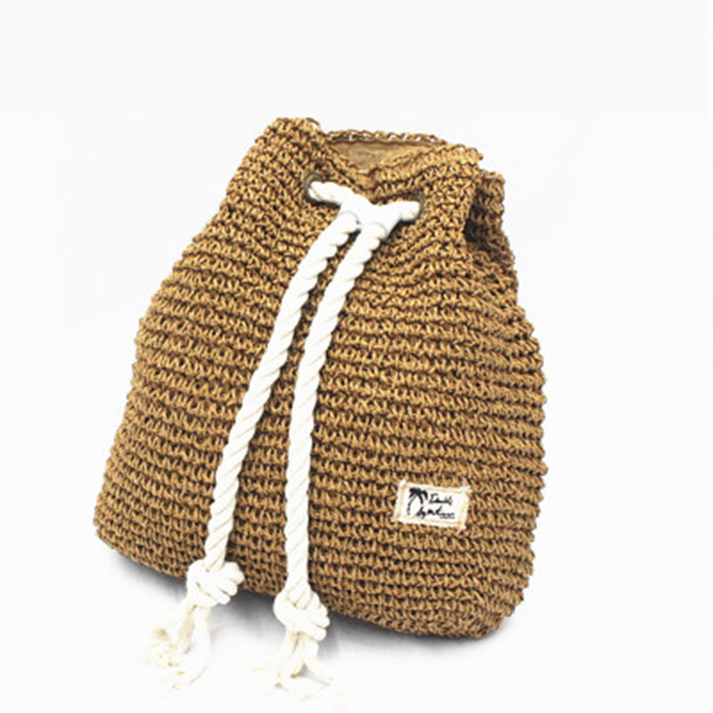 Woven Beach Bag with Rope Drawstring in 4 Colors - Wazzi's Wear