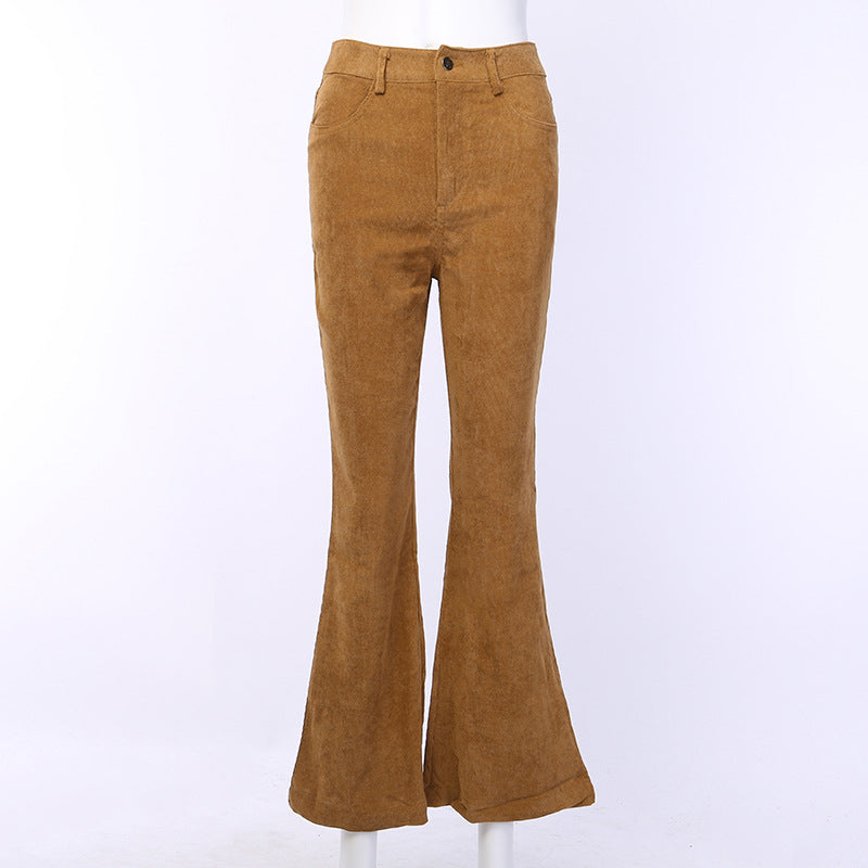 Women’s Corduroy High Waist Flared Pants in 3 Colors S-L - Wazzi's Wear