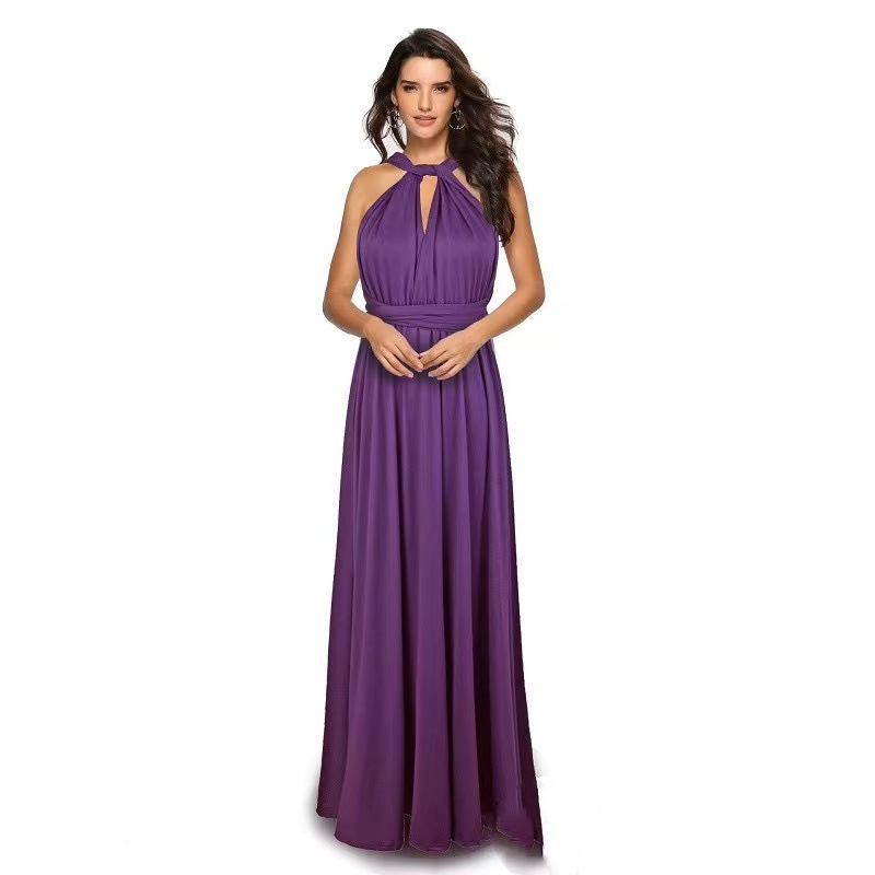 Women’s V-Neck Sleeveless Evening Bridesmaid Dress in 10 Colors S-XXL - Wazzi's Wear