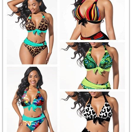 Women's High Waist Halter Neck Bikini in 5 Patterns