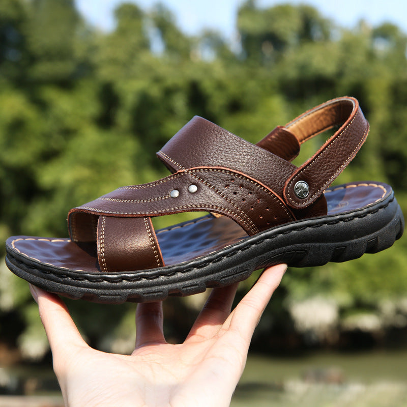 Men’s Leather Sandals with Adjustable Back Strap