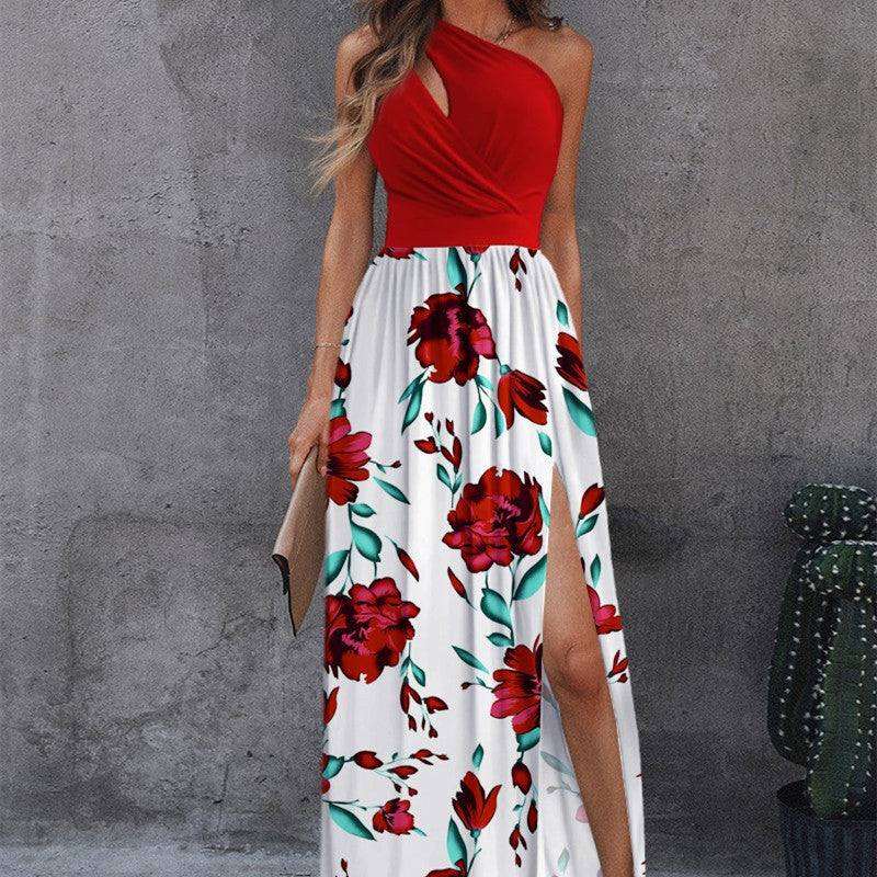 Women’s One-Shoulder Maxi Dress with Leg Slit