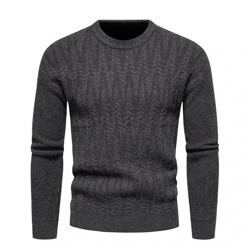 Men's Round Neck Jacquard Pullover Sweater in 8 Colors M-XXL - Wazzi's Wear