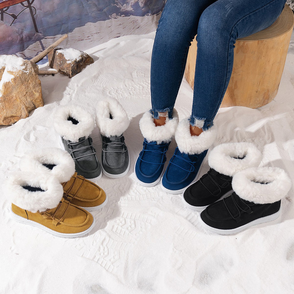 Women’s Suede Fleece Lined Ankle Snow Boots in 4 Colors - Wazzi's Wear