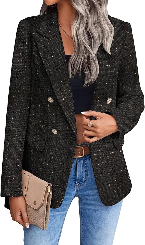 Women's Single-Breasted Tweed Suit Jacket