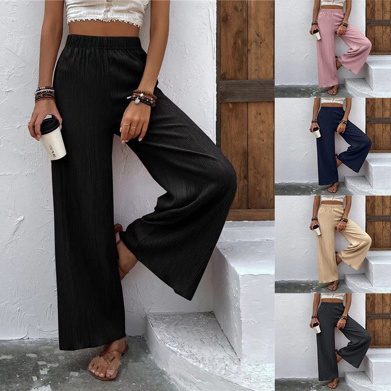 Women's Textured Loose Fit Wide Leg Pants