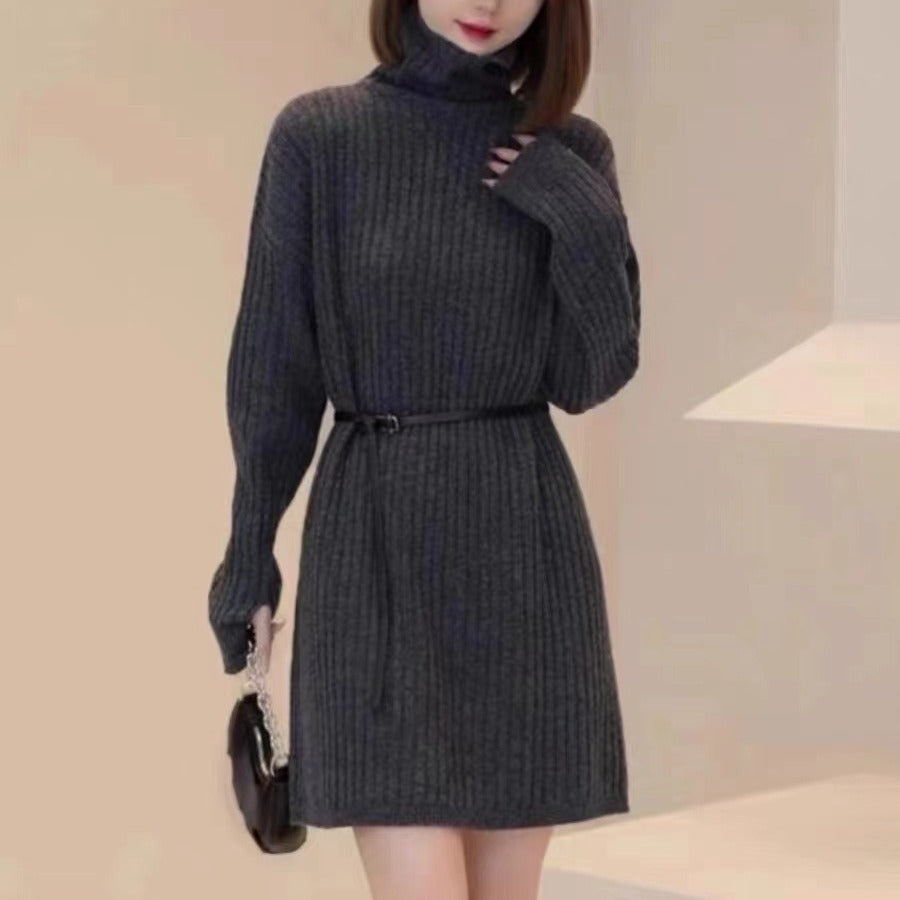 Autumn And Winter Large Size Idle Style Belt Midi Knitted Bottoming Skirt