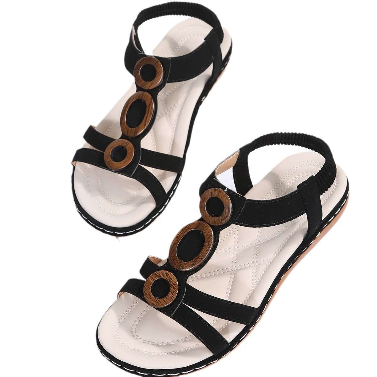 Women’s Bohemian Sandals with Ankle Strap and Round Toe