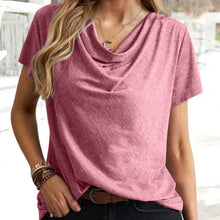 Load image into Gallery viewer, Women’s Cowl Neck Short Sleeve Top in 5 Colors S-3XL - Wazzi&#39;s Wear