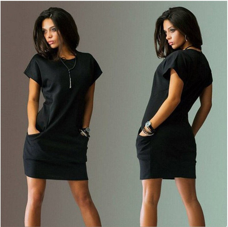 Women's Summer Loose Casual Midi Dress Breathable Cotton Linen Short-sleeve Mid-length Dresses Women Simple Beach Dress