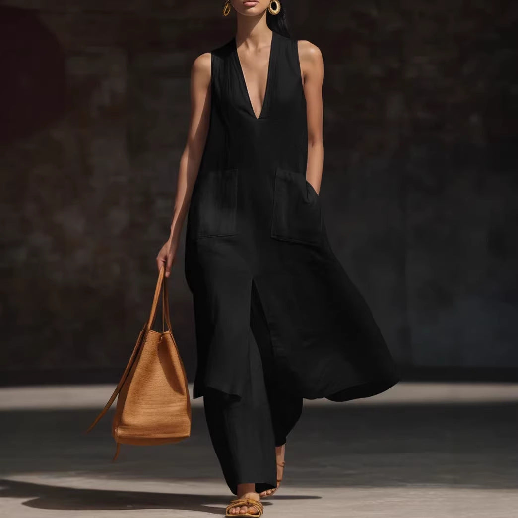 Casual New Style V-Neck Sleeveless Dress Set