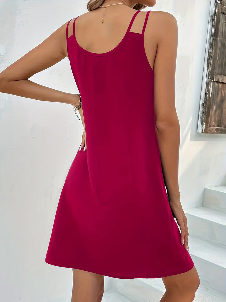 Women’s Sleeveless Solid Color Summer Dress with V-Neck in 5 Colors S-XXL - Wazzi's Wear