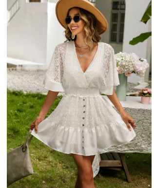 Sweet Women's Clothing V-neck Lace Dress