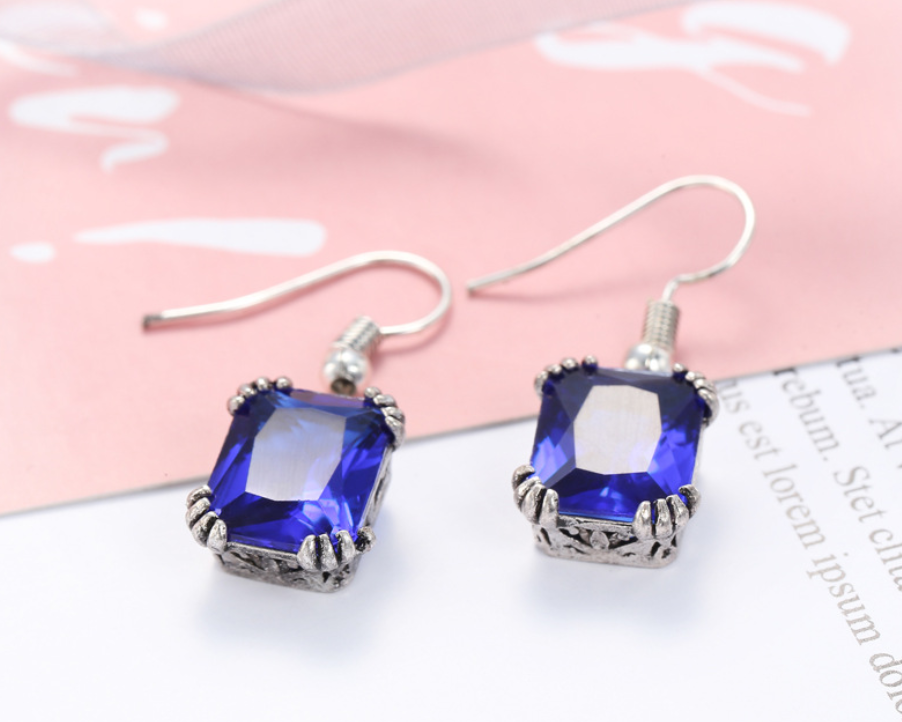 Natural Stone Gemstone Drop Earrings in 4 Colors - Wazzi's Wear