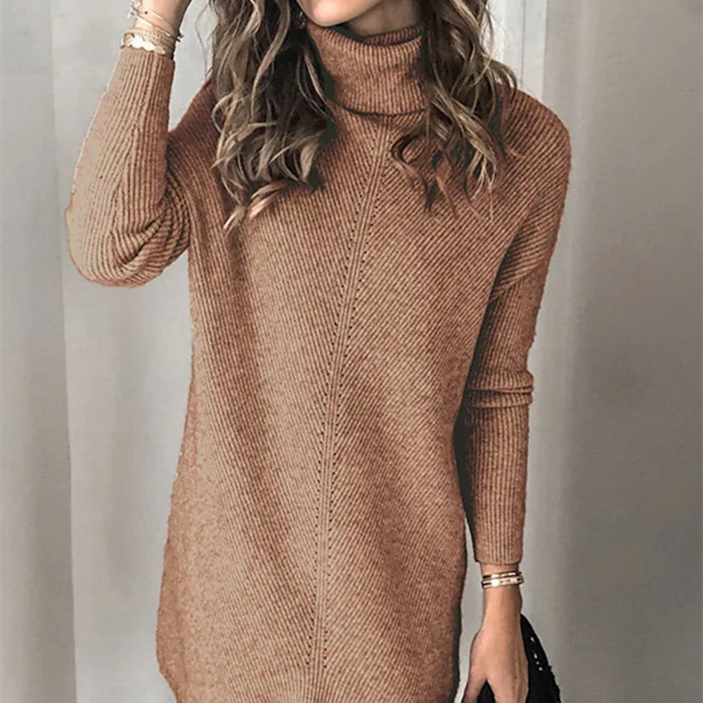 Knitwear Two Lapels Hollow Pullover Sweater Dress
