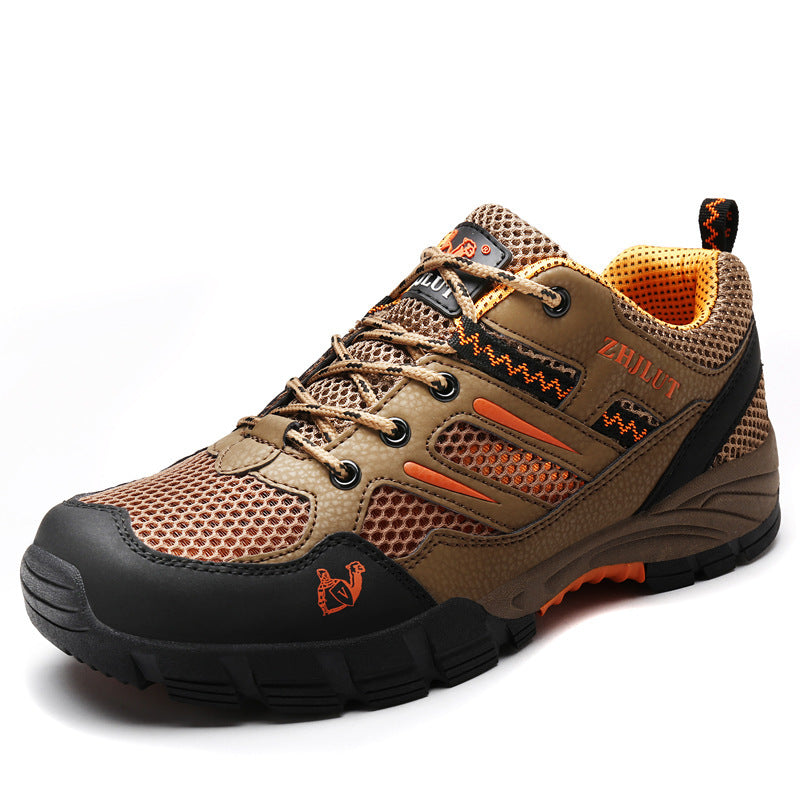 Unisex Breathable Mesh Outdoor Hiking Shoes with lace-up design and rubber sole.