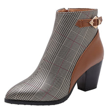Load image into Gallery viewer, Women’s Plaid Ankle Boots with Thick Heel in 2 Colors - Wazzi&#39;s Wear