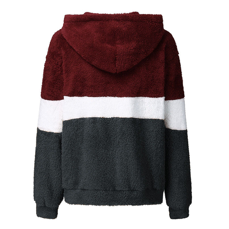 Women’s Colorblock Pullover Fleece Sweater with Hood and Pockets in 3 Colors S-5XL - Wazzi's Wear